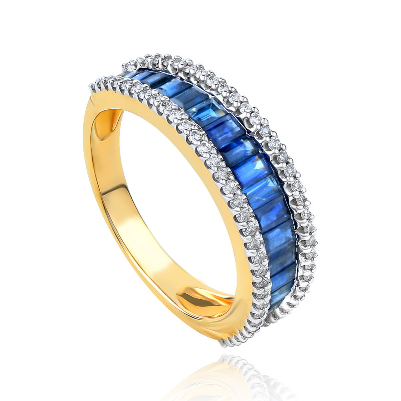 Midnight Cascade Diamond & Sapphire Ring Band