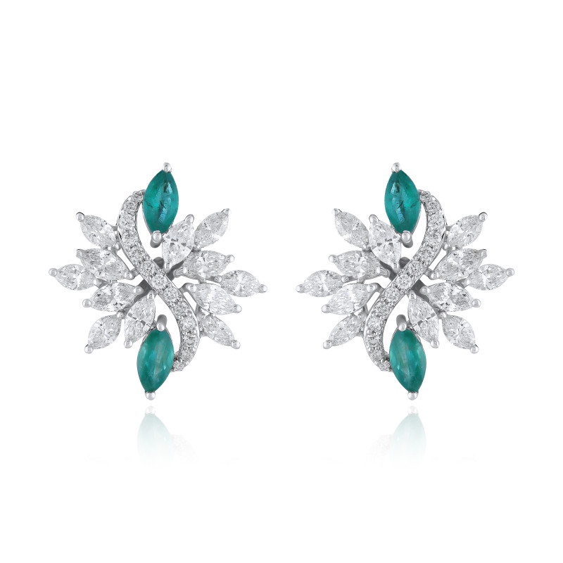 Verdant Grace – Emerald & Diamond Earrings