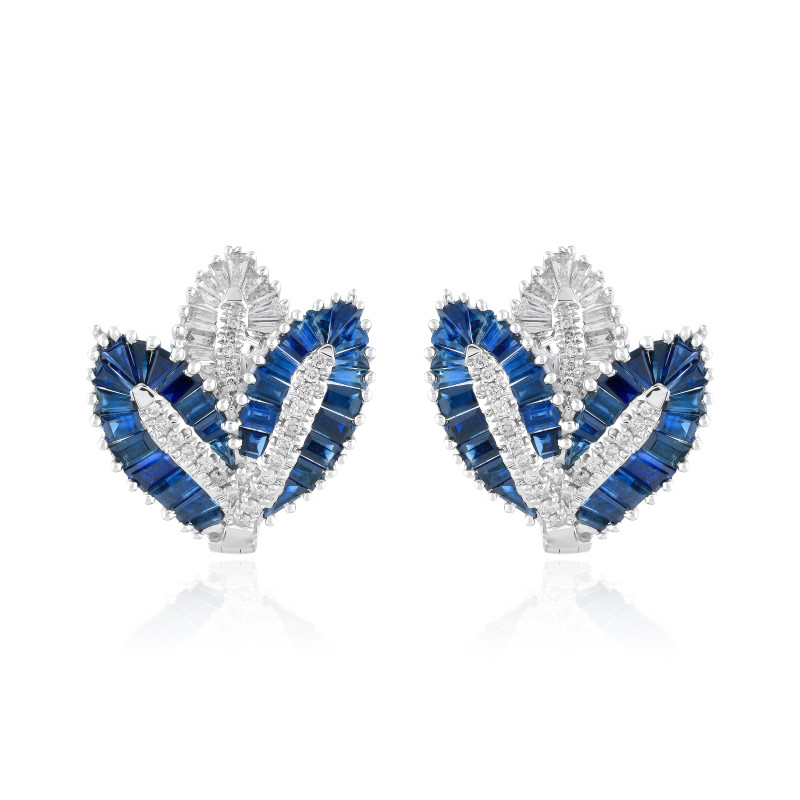 Sapphire and Diamond Petals Earrings